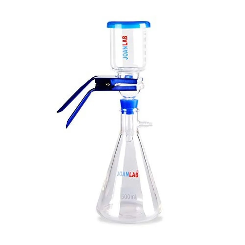 Laboratory Vacuum Filtration Distillation Apparatus 500mL Filtering Flask 300mL Graduated Funnel Borosilicate Glass Strong Aluminum Clamp