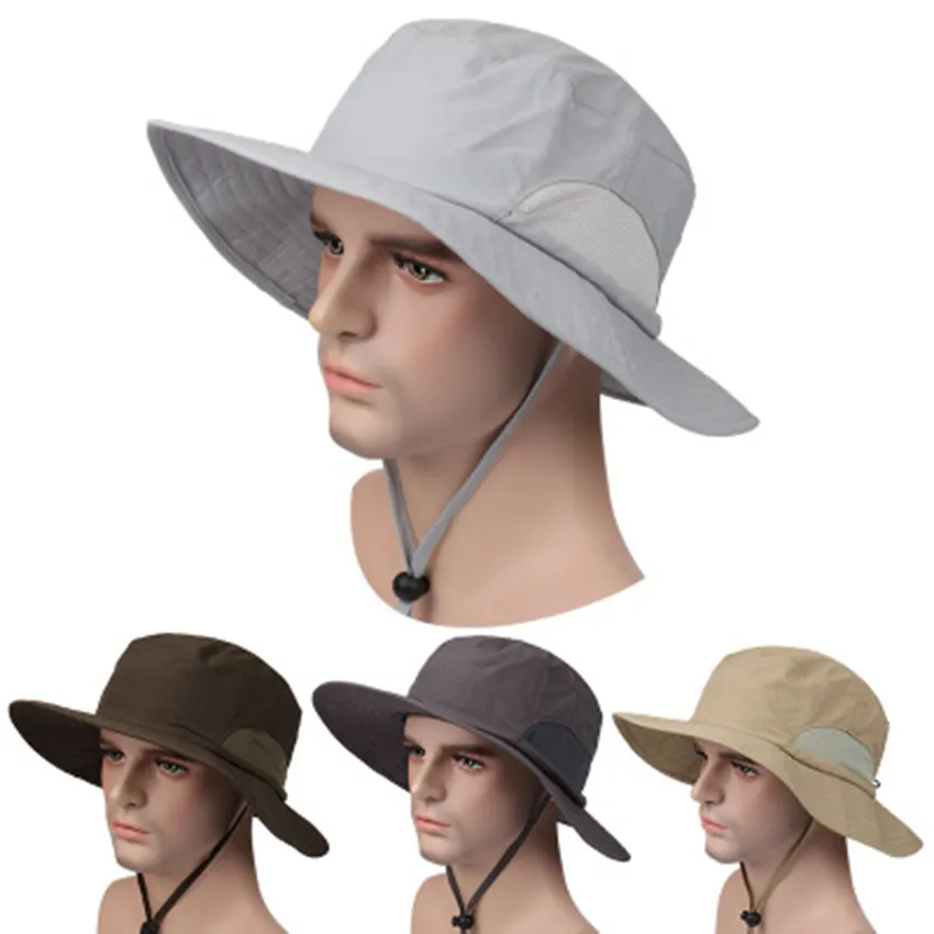 Chapeau de pêche pliant en plein air Casquettes de taille libre respirantes Protection solaire Léger et à séchage rapide pour la randonnée Chasse Chapeau de soleil ZZA628