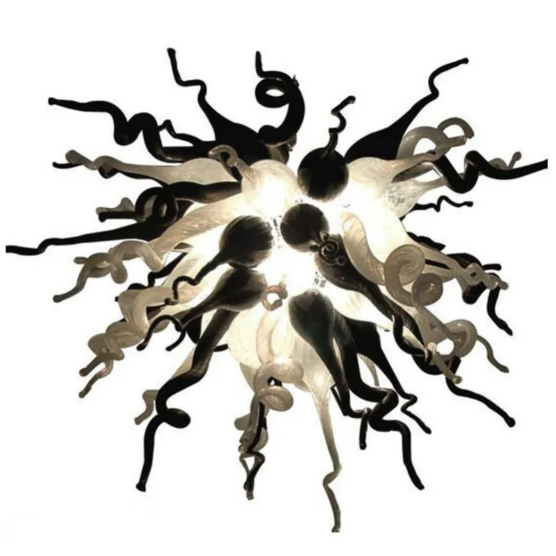 Белый и черный оттенок кулон светильники ручной вручную стекло современные люстры столовая гостиная искусство искусства деко E27 небольшое освещение люстры