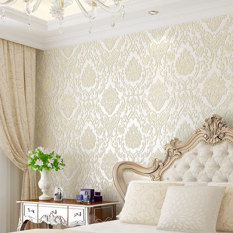 Moderne Damask Wallpaper Wallpapier geprägt strukturierte 3D -Wandabdeckung für Schlafzimmer Wohnzimmer Wohnkultur