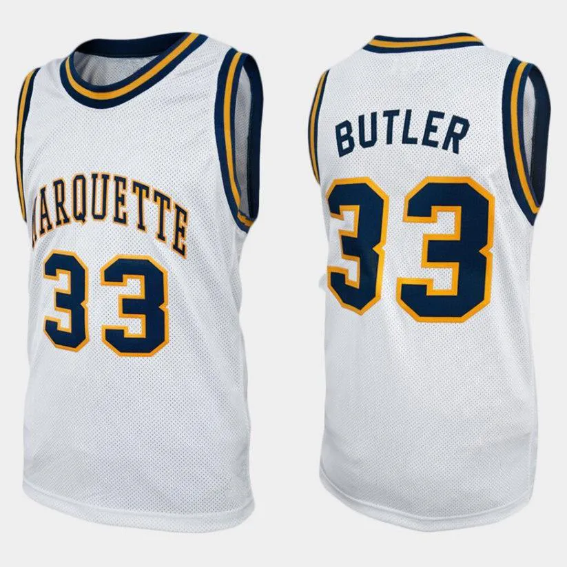 Marquette Golden Eagles College Jimmy Butler #33 Beyaz Retro Basketbol Forması Erkekler ED Özel Numara İsim Formaları