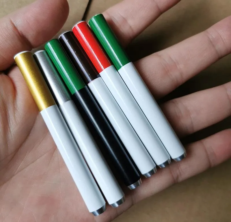 DHL Free Colored 78mm Aluminiumlegering Cigarettform Rökare Pipe 100pcs Box Tobaksrör En Hitter Bat Metal Rökpipor