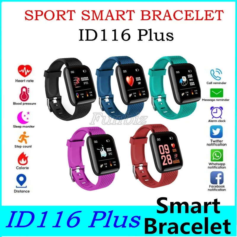 Wysokiej jakości 116Plus Smart Watch Bransoletka Opaska z kolorowym ekranem dotykowym Przypomnij o telefony komórkowe 116 plus smartwatches