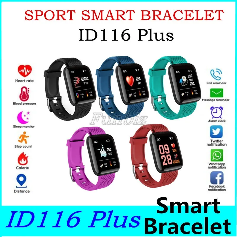 Hoge kwaliteit 116plus smartwatch armband polsbandje met kleuren touchscreen bericht herinneren voor mobiele telefoons 116 plus smartwatches