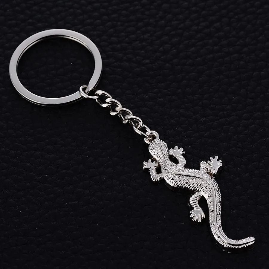 10pcs Gecko Keychain Fashion Casual Animal Key Chains Ring Holder Creative Metal Car Keyfobs Souvenir Promotional Gifts