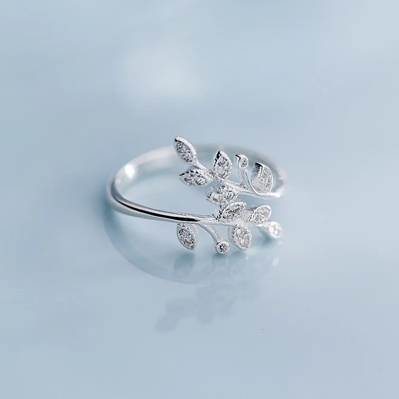 Подлинный 100% реальный.Стерлингового серебра 925 изысканные ювелирные изделия оливковый лист ветви кольцо GTLJ1473