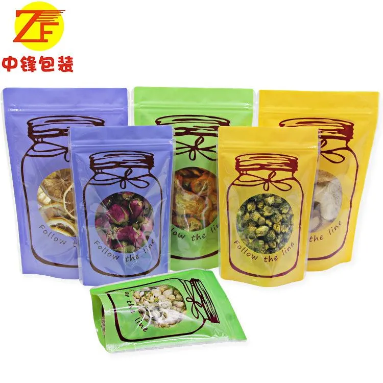 Center color bottle self-supporting zip bag fruit flower tea bag candy multi-grain universal sealing bag wholesale