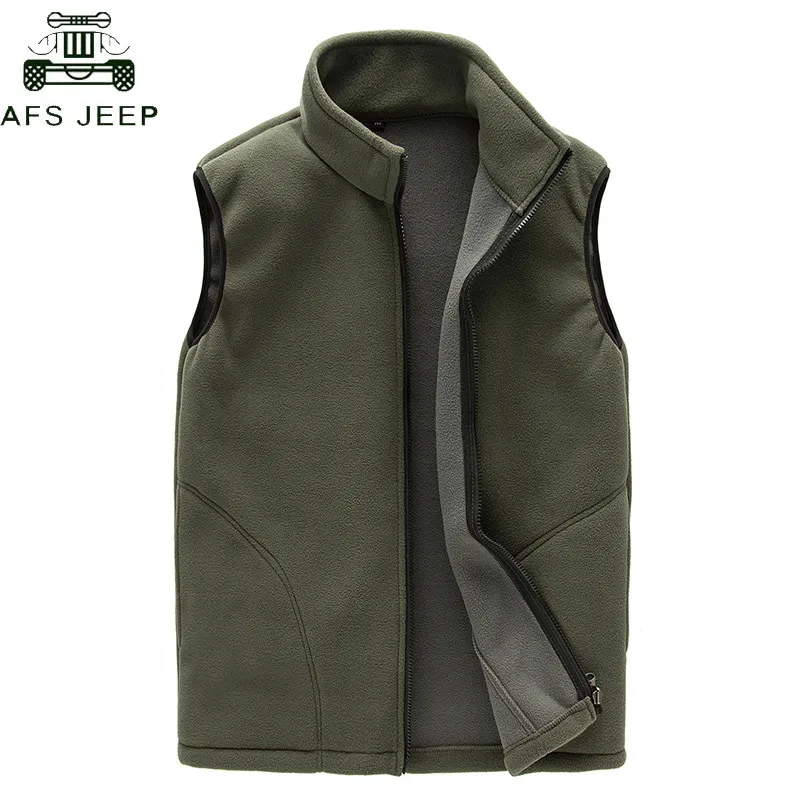  2019 Casual Vest Men Winter Warm Thick Sleeveless Jacket  Army Mens Waistcoat Polar Fleece Vests chaleco hombre