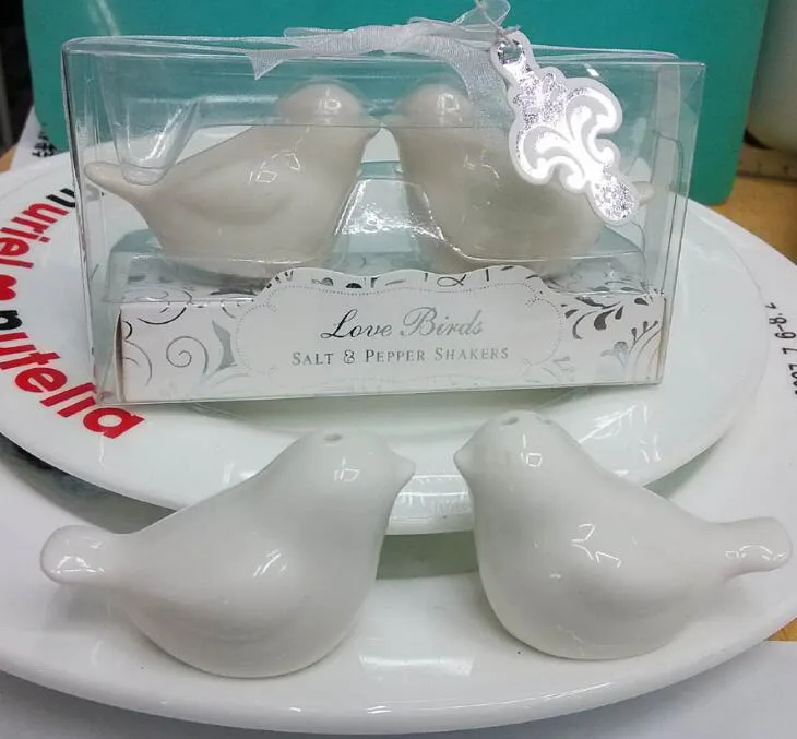 Ślub Favors Prezenty dla Guest True Love Conquers Wszystkie Ceramiczne Ptaki Love Birds Salt and Pepper Shakers 200 sztuk (100 par) Hurtownie LX1325