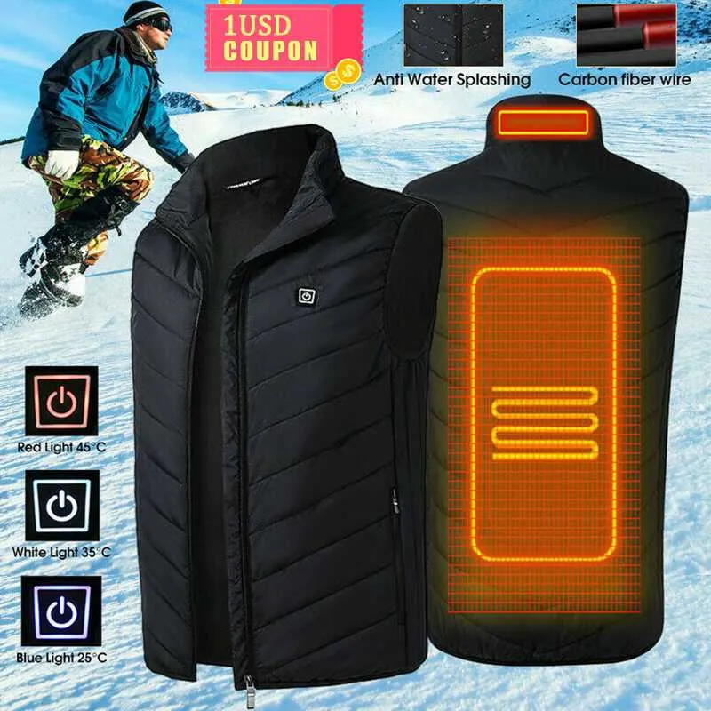 Mannen vrouwen elektrisch verwarmd vest mouwloze vest jas usb thermische kleding winter verwarming jas bovenkleding mannelijk verwarmd vest