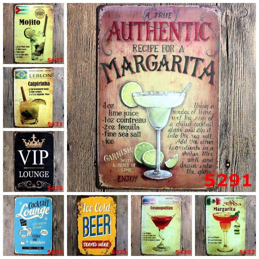 Vintage Ev Dekor duvar sanatı resimleri Retro Buz Soğuk Şarap Bira Plak Viski kokteyl Metal Tabelalar Boyama Posteri Demir Sticker için bar