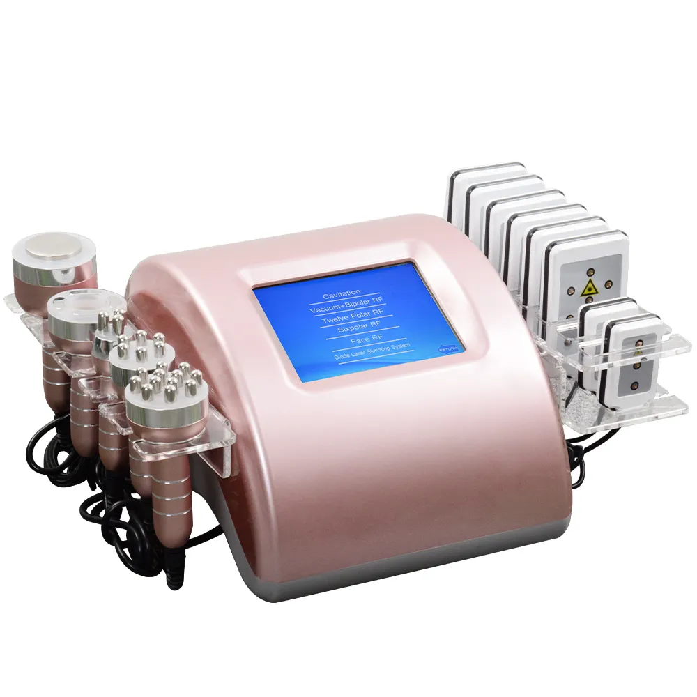 Portable 6IN1 cavitation slimming equipment rf vacuum ultrasound diode lipo laser device lipolaser fat removal machine