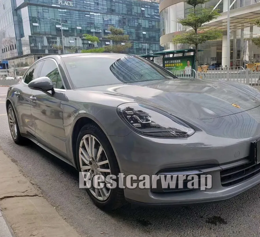 جديد Ultra Gloss Nardo Gray Vinyl Wrap ملصق كامل لتلقي سيارة لامعة تغطي فيلم مع Air Enter