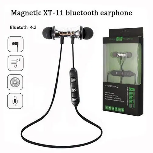 XT-11 Bezprzewodowy zestaw słuchawkowy Bluetooth 4.2 HD Stereo Słuchawki Słuchawki Magnetyczne Refluzywanie hałasu z pakietem detalicznym