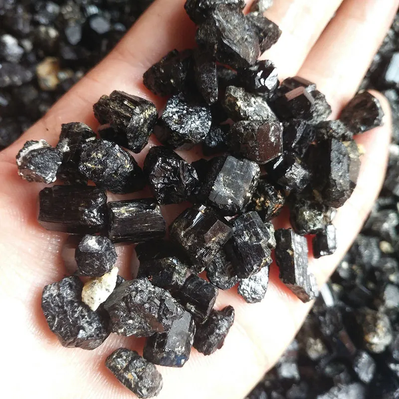 Wholesale 100g Natural Black Tourmaline Rough Mineral Quartz Crystal Gravel Tumbled Stone Reiki Healing for degaussing