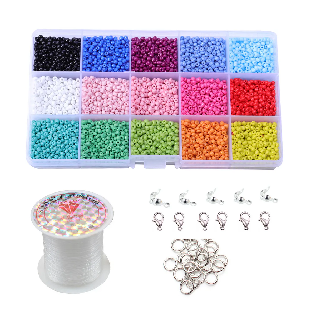LDPF 3mm Loose Glass Seed Beads Pony Kandi Beads With Fish Line