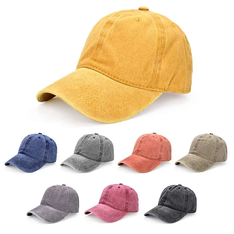 New Fashion Casual Wild Washed Baseball Cap Couple Visor Solid Color Street Travel Soft Top Cap Can Be Customized Logo