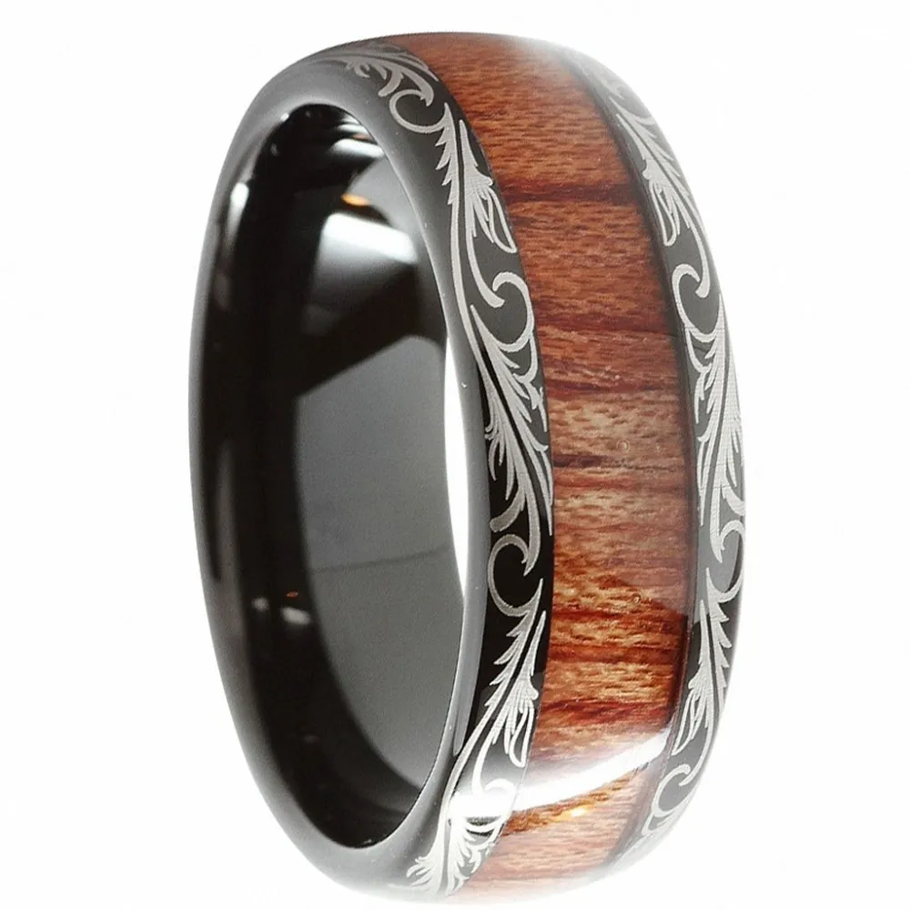 Dropshopping-Mens-8mm-Black-Tungsten-Carbide-Vintage-Wedding-Jewelry-Ring-KOA-Wood-Engagement-Promise-Band-for-Him