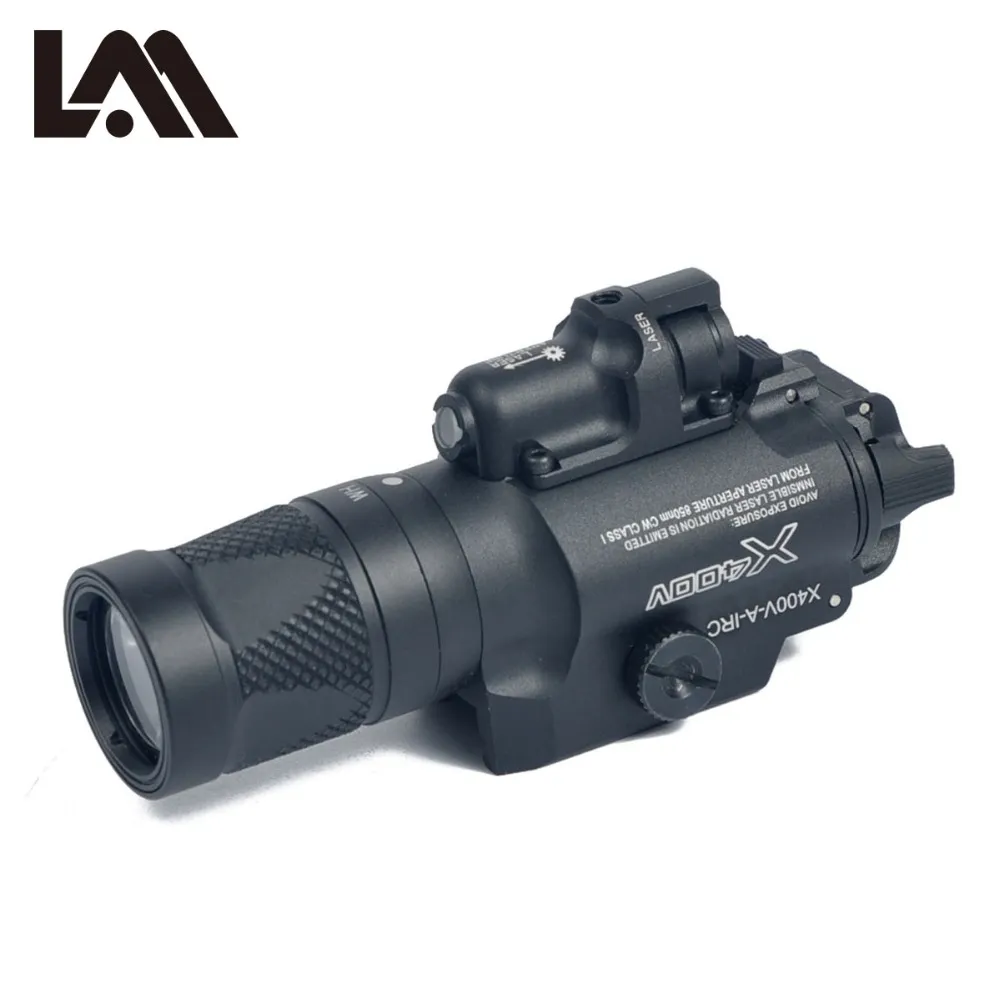 Tactical SF X400V LED Gun Light Caça Lanterna Luz de Arma Tática LED branco com laser vermelho