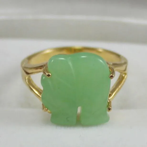 Jewelryr yeşim yüzük güzel takı 18kgp açık yeşil fil takı yüzük: 7-9 ücretsiz kargo