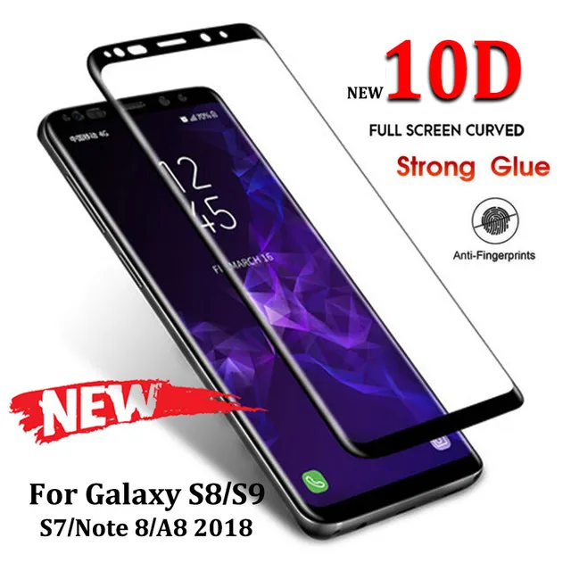 10D Vollgebogenes gehärtetes Glas für Samsung Galaxy S8 S9 Plus Note 8 9 Displayschutzfolie für Samsung 2018 Schutzfolie