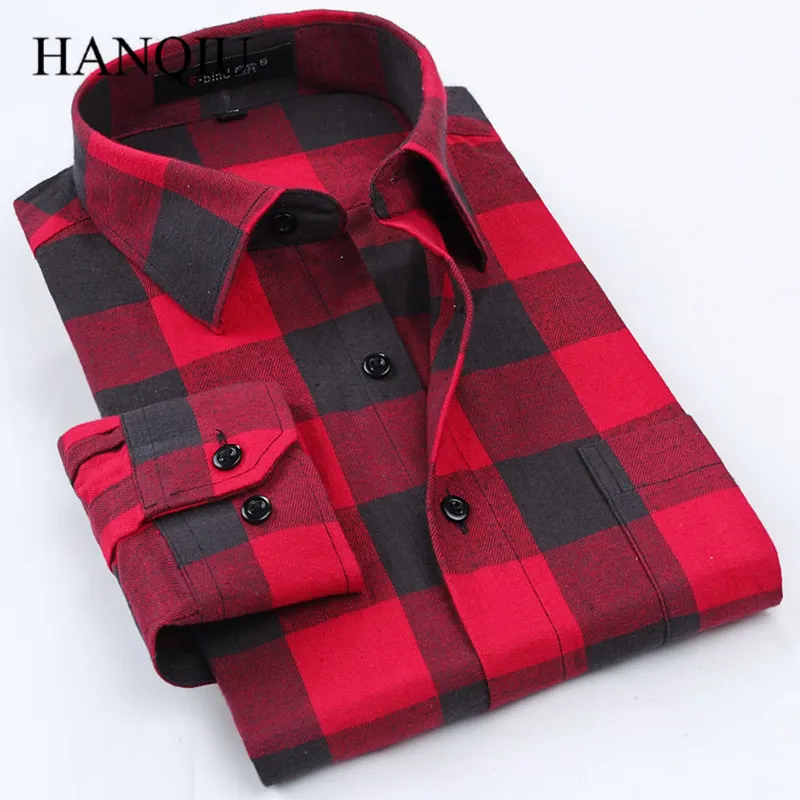 2019 nouveau printemps hiver flanelle Chemise à carreaux hommes chemises à manches longues Chemise Homme Slim Fit coton hommes chemises à carreaux DTF