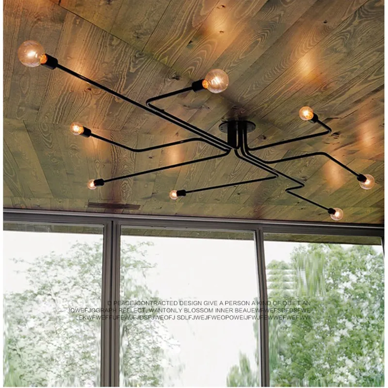 Vintage hänge lyser flera stång smidesjärn Moderna taklampa E27 LOBL Living Room Lamparas för hembelysningsarmaturer