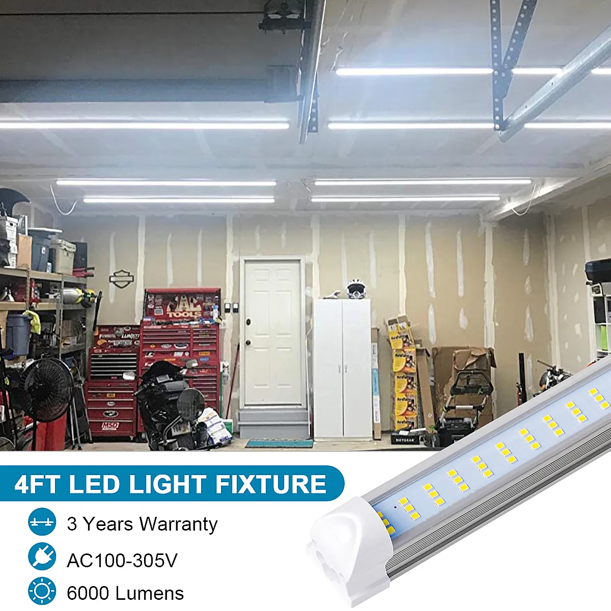 Plug And Play T8 LED Shop Light Fixture 4ft 60W, Clear Lens Cover, Flat  Three Rows Integrated Garage Lamp, Cooler Door Light 4 From Bestka, $41.06 | Leuchtfiguren
