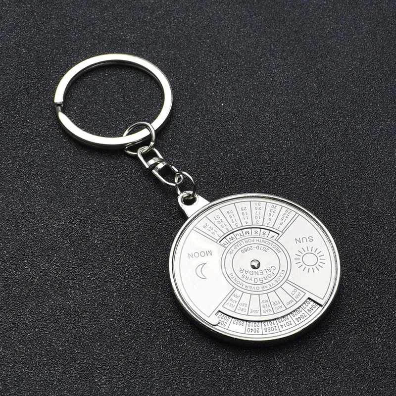 Silver Key Anelli 50 anni Perpetual Calendar Designs Portachiavi in ​​metallo Portachiavi in ​​metallo Portachiavi in ​​lega Keychain Catena Gioielli Hot Cheap Promozione Regali