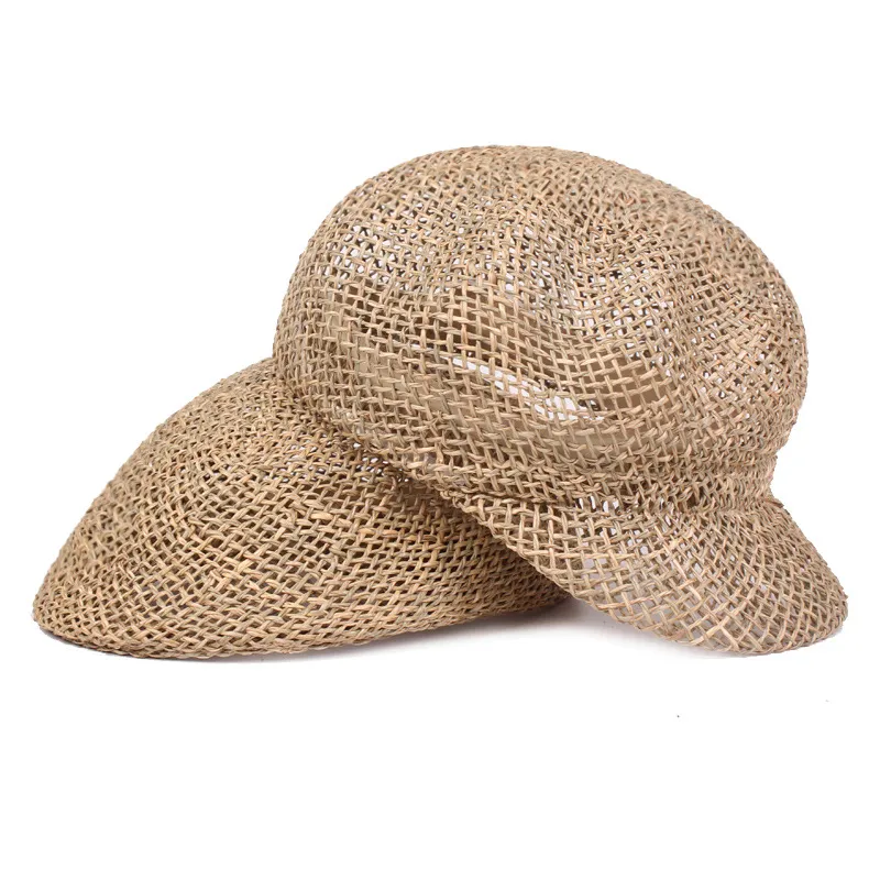 Bérets d'été en paille faits à la main pour hommes et femmes, casquette pare-soleil respirante pour l'extérieur, chapeau de plage Lafite pour les vacances