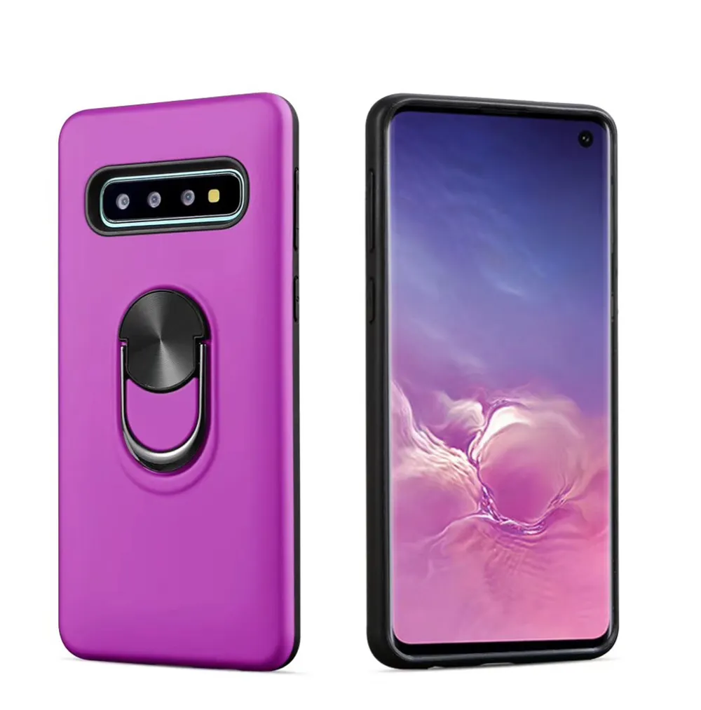 Voor Samsung Note 10 Pro A10e Nieuwe Ring Case Candy Kleur Harde Hybride TPU PC Kickstand Cover voor Galaxy J2 J7 Star A2 Core A20 A30 A70