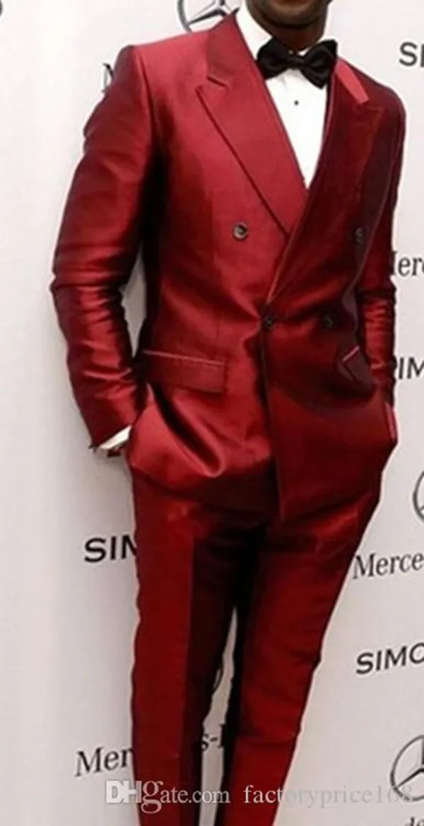 Double Breasted Peak Lapel Groomsmen Tuxedo Set With Jacket, Pants, And Tie Perfect For Weddings