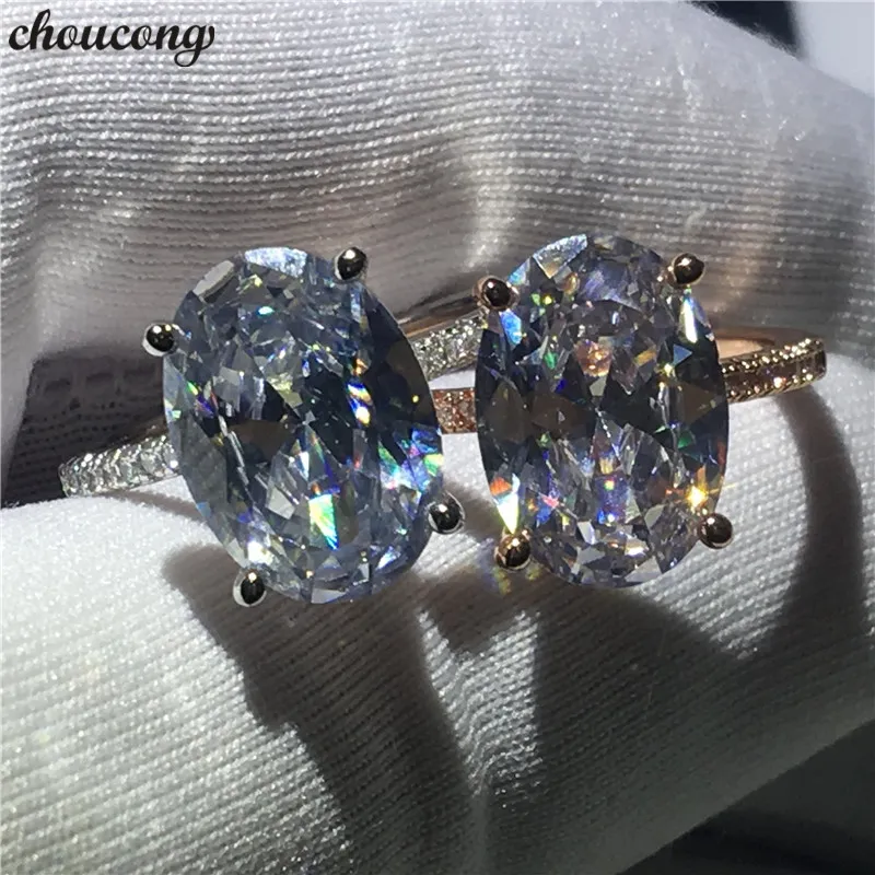 Choucong 2 colori Lady Promise Anello da dito in argento sterling 925 con taglio ovale 3ct Diamond cz Party Wedding Band Rings per gioielli da donna