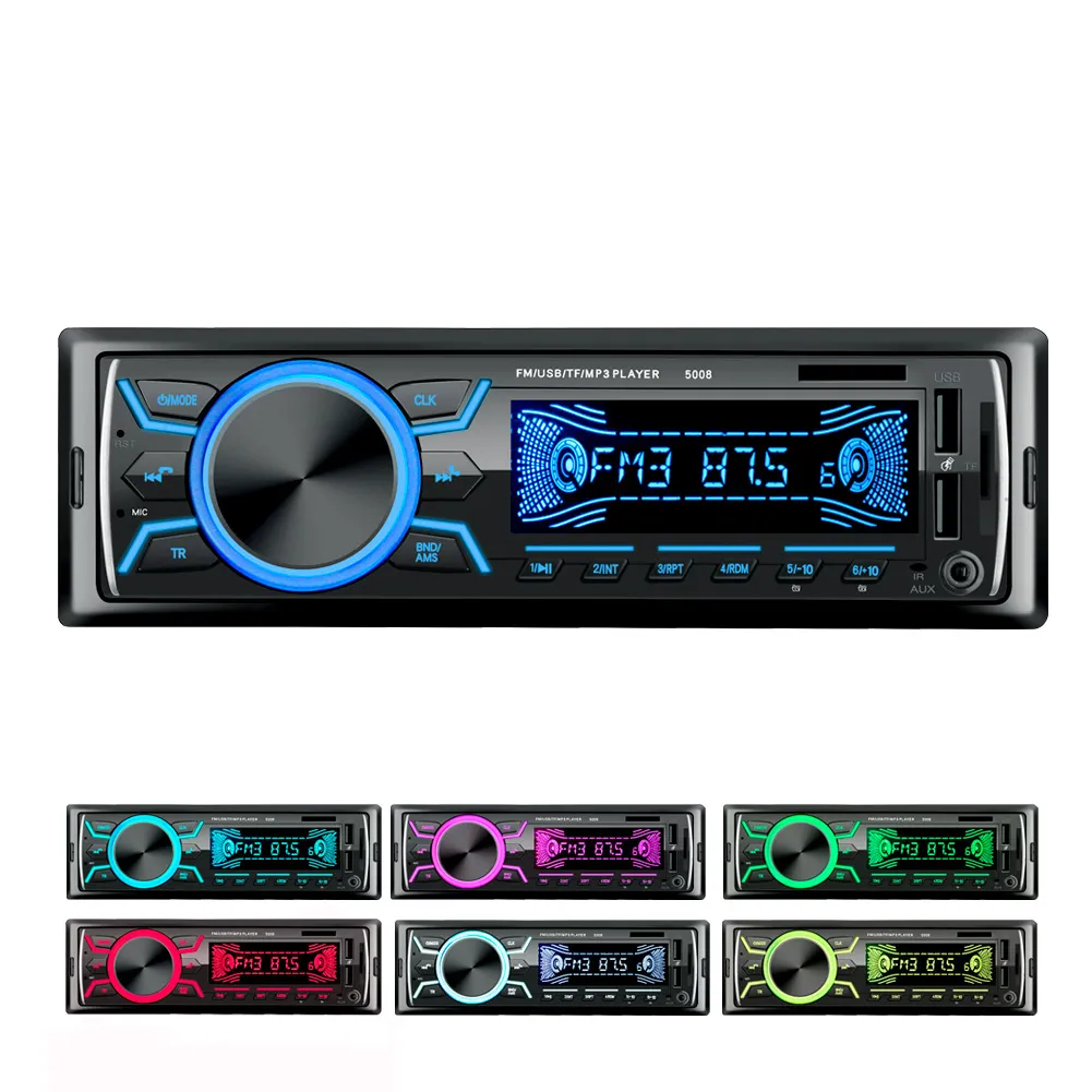 Hot Selling 12 V Auto MP3-speler Radio Stereo 1 Din Dual USB Digitale Display Bluetooth Muziek AUX AUDIO FM TF-kaart met afstandsbediening Player 5