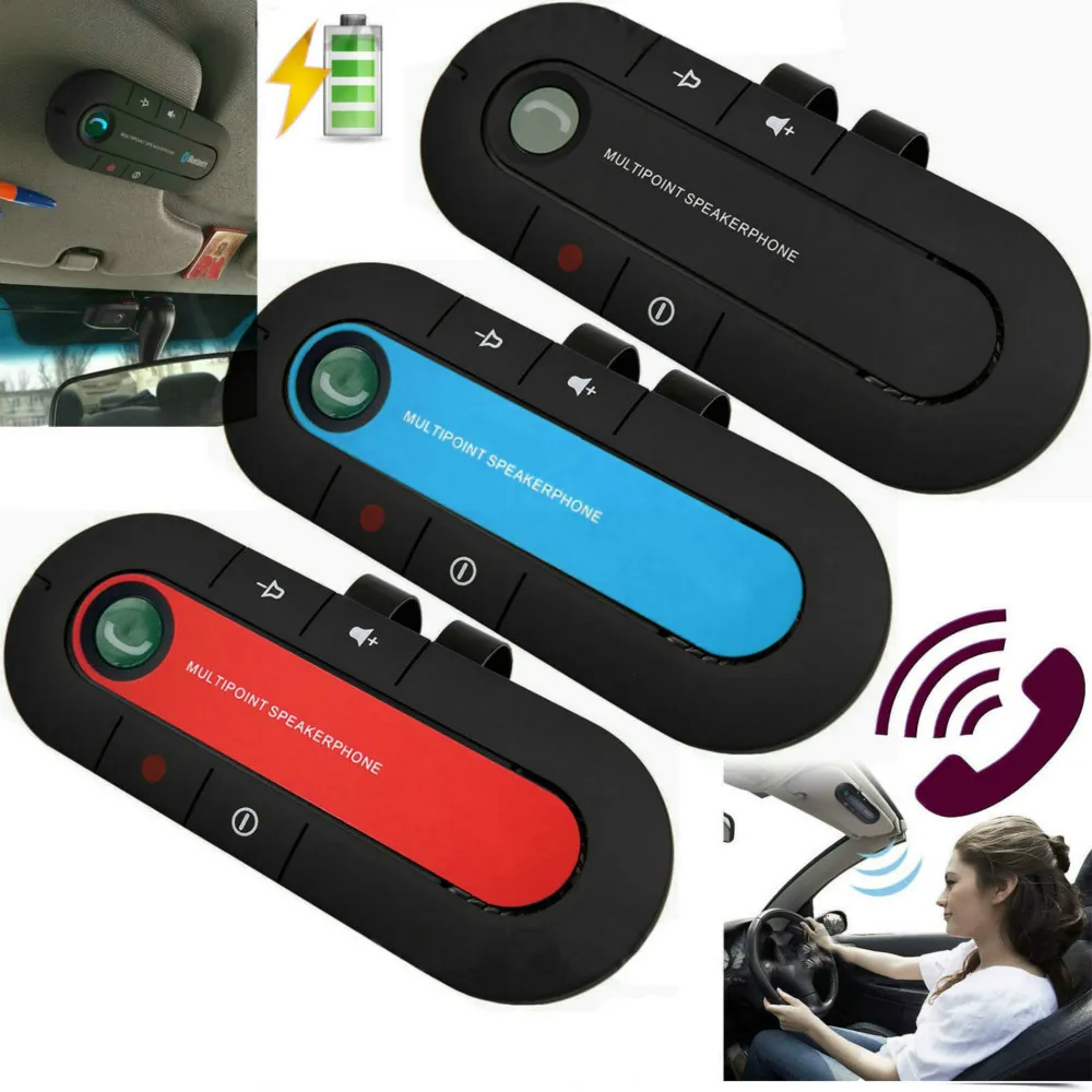 Car Kit Hands-Free Bluetooth Receiver Clip-on Sun Visor Bluetoot Speakerphone Musikmottagare Trådlös handsfree