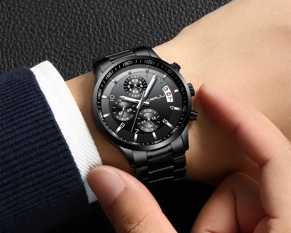 DHgate.com:Mens Chronograph Watch, Stainless Steel, Black DHgate.com:Mens Chronograph Watch, Stainless Steel, Black