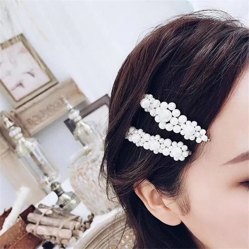 Handmade Pearl Flower Hairpins With Pearls With Diamond Accents