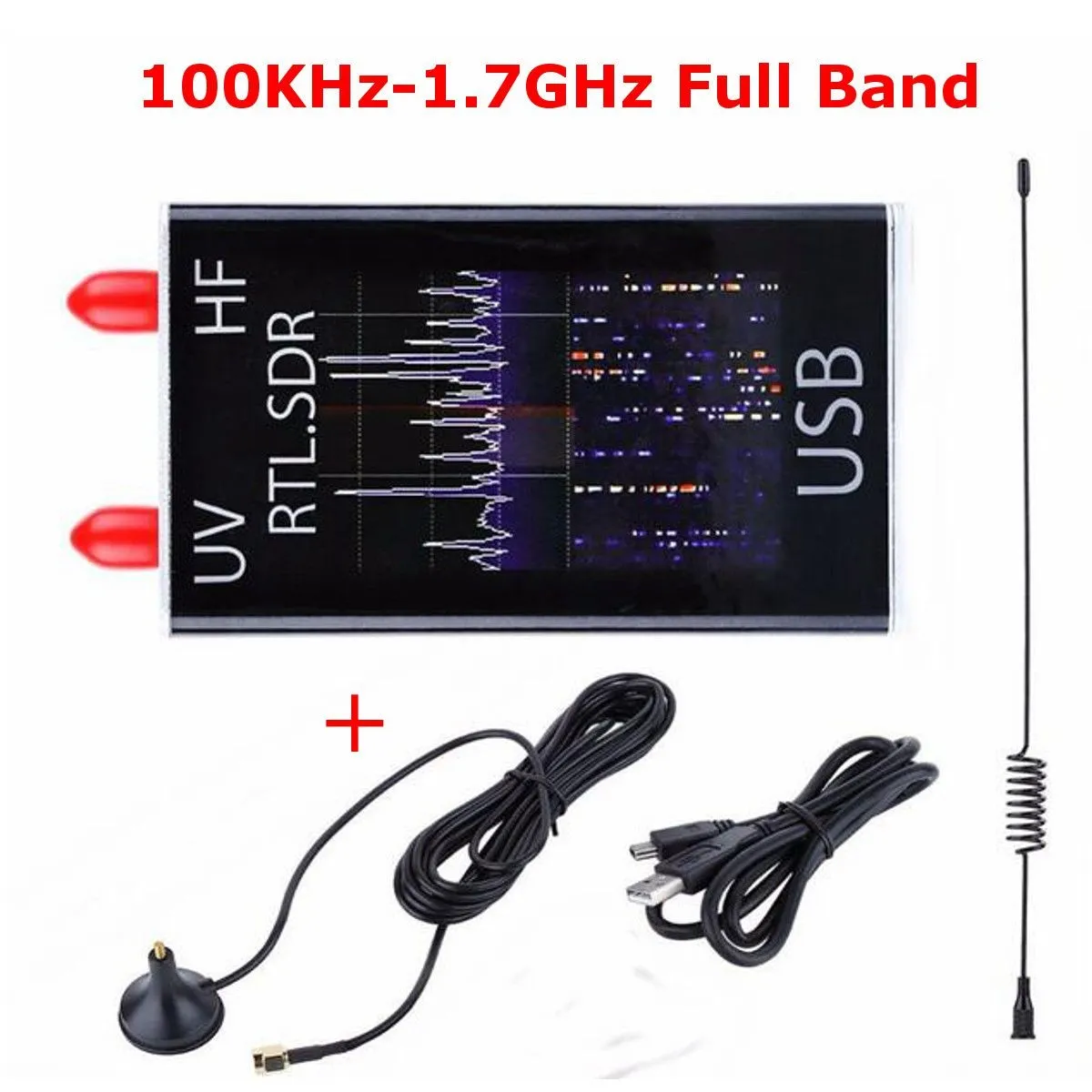 Freeshipping 미니 풀 밴드 UV HF RTL-SDR USB 디지털 모바일 TV 튜너 리시버 100KHz-1.7GHz / R820T + 8232 햄 라디오 전화 P