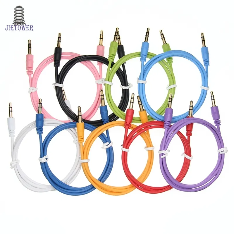 Aux Cable Cable To Male Audio Cable Color Car Audio 3 5mm Jack Plug Aux Cable per cuffia MP3 300pcs