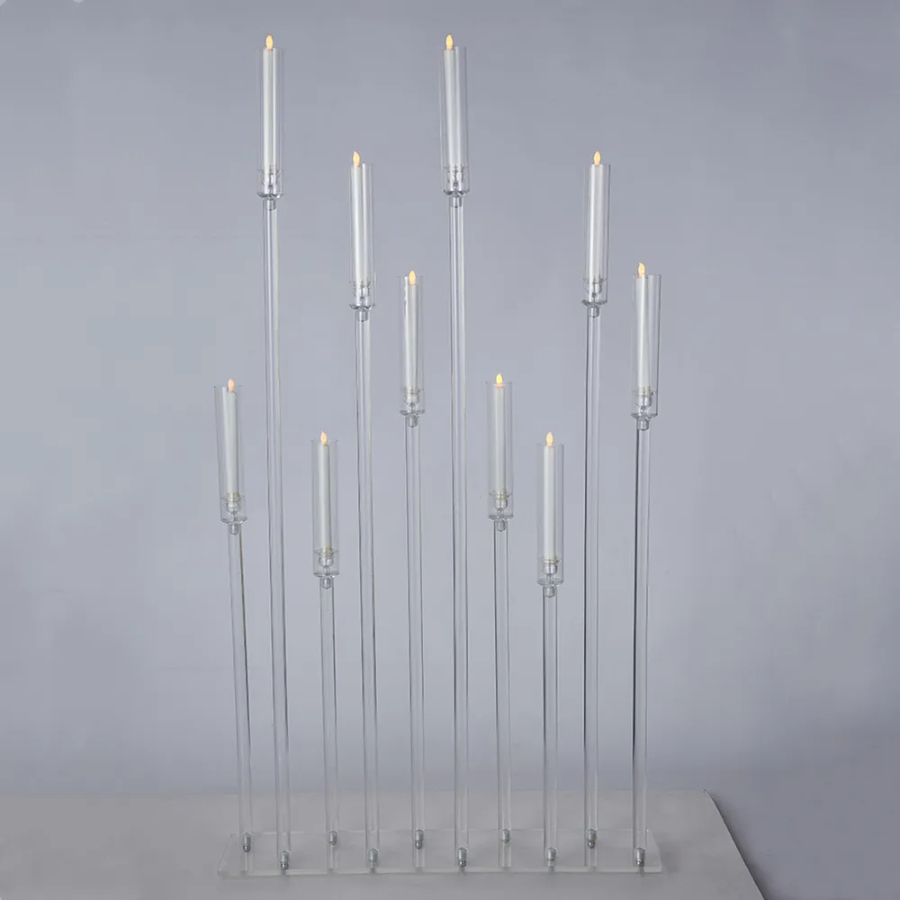 Acrylic Candlesticks 10 Heads All Clear Candle Holders Wedding Candelabra Table Centerpieces Holder Candelabrum For Party Home