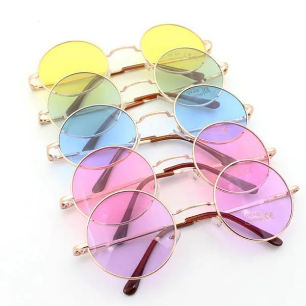 Nowy moda Unisex Circle Circle Okulary przeciwsłoneczne okulary kolorowy styl projekt marki
