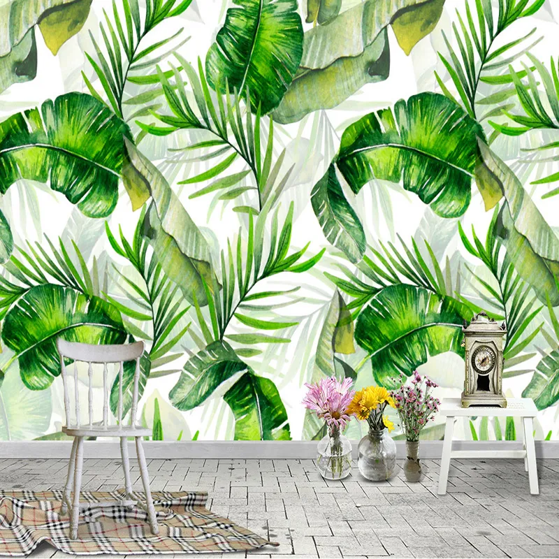 Custom Mural Wallpaper 3D Green Leaf Tropical Plants Wall Painting Living Room TV Sofa Bedroom Home Decor Papel De Parede Sala