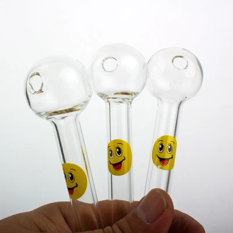 Smile Logo Glass Pipes Oil Burner water Pipe Spoon Pyrex OilBurner Hand tube for Smoking In Stock