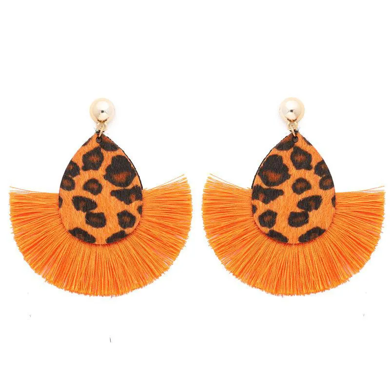 21 Styles Lady Bohemian Fan Leopard Earrings statement Jewelry Vintage Leather Tassel Dangle Earrings for Women Girls Christmas Gift