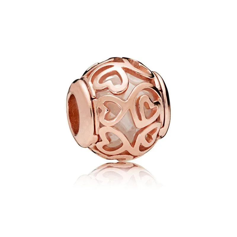 PANDORA シルバー ローズゴールド チャーム付きブレスレット 未使用級】PANDORA パンドラ チャームブレスレット ブレスレット