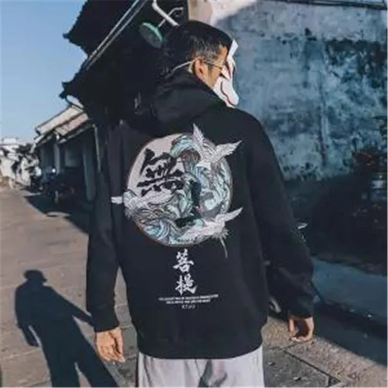 5XL Mode Harajuku Hoodie Sweatshirt Heren Casual Zwart Hip Hop Japan Print Hoodie Streetwear Kleding Top Jas Winter Hoodie V191019