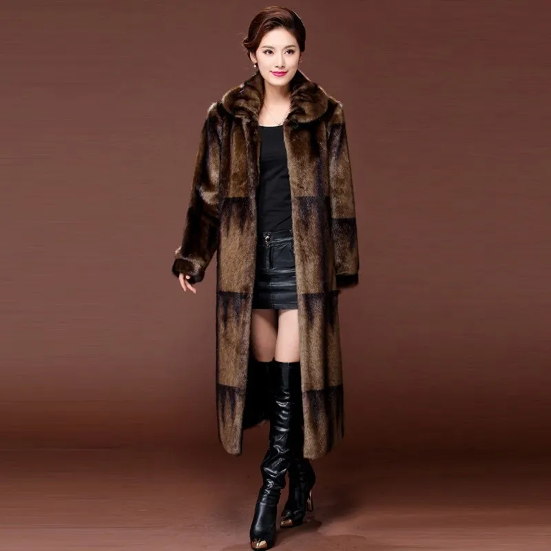 Wholesale Gradient Color Real Mink Coat Long Natural Fur Coats Women Winter Warm Outerwear Luxury Jacket Genuine Leather 5XL S003
