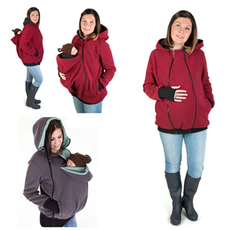 Moederschap hoodie borstvoeding kleding winter 3 in 1 babykleding moederschap zwangerschap multifunctionele kangaroo kleding jas 9 kleur