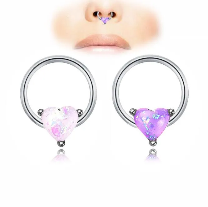 2019 New Arrival Stainless Steel Nose Hoop Nose Rings Love Heart Body Piercing Jewelry