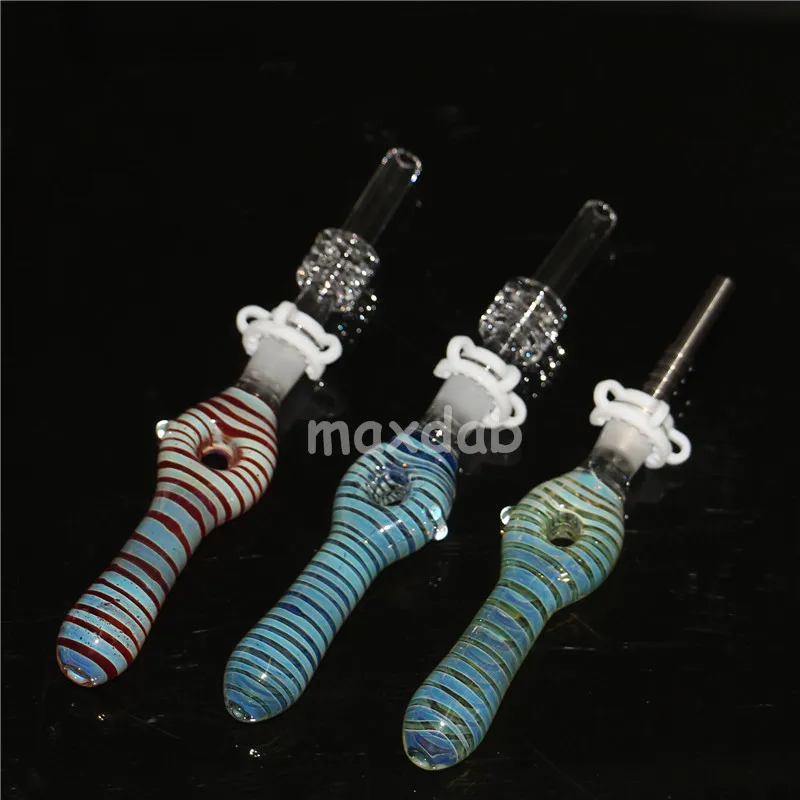 smoking Glass nectar with titanium Tips Dab Straw Oil Rigs Silicone water pipe ash catcher for bong